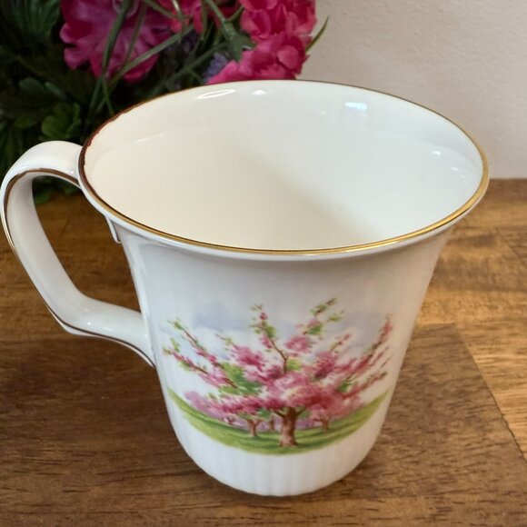 Royal Albert Blossom Time Mug Pink Cherry Tree Gold Trim Bone China England - Picture 3 of 8